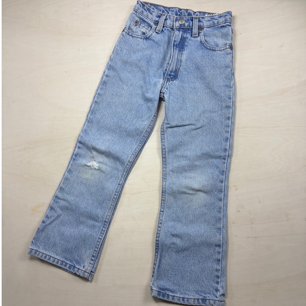 Vintage Faded Glory Girls Flare Jeans Light Wash Distressed Denim Size 6